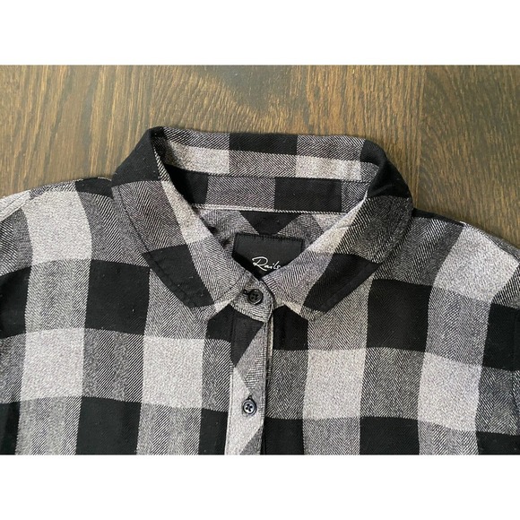 Rails Hunter Black Gray Check Button Up Shirt~M - Picture 5 of 5